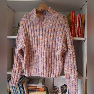 Dex Women's Knit Sweater Chunky Ribbed Purple Pink Mock Neck Sz Small Soft Fairy